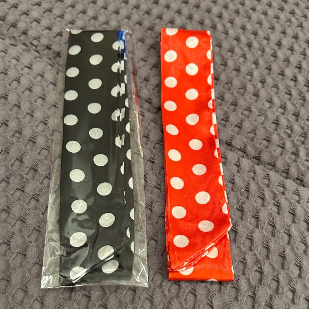 Polka Dot Satin Headbands / Twillys Black & Red